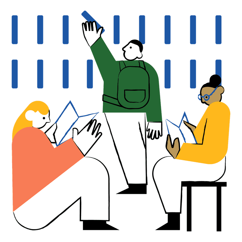 People reading in a library